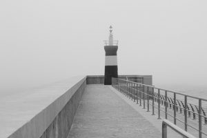 lighthouse in fog